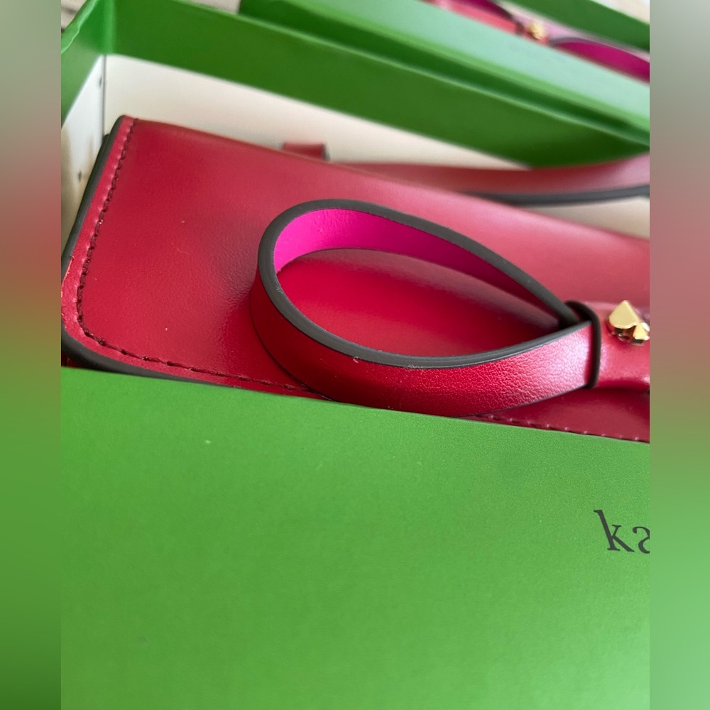 NWT! Kate Spade authentic leather waist bag/belt bag/crossbody red with pink bow - Picture 12 of 15